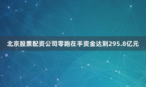 北京股票配资公司零跑在手资金达到295.8亿元